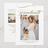 Gold Elegant Calligraphy Photo Afstuderen Kaart (Voorkant / Achterkant)