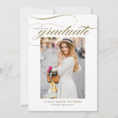 Gold Elegant Calligraphy Photo Afstuderen Kaart (Voorkant)