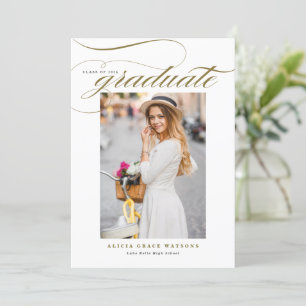 Gold Elegant Calligraphy Photo Afstuderen Kaart