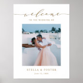 Gold Elegant Calligraphy Photo Weduwwelkomstwoord Poster (Voorkant)