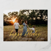 Gold Elegant Calligraphy Prettige feestdagen Folie (Voorkant)