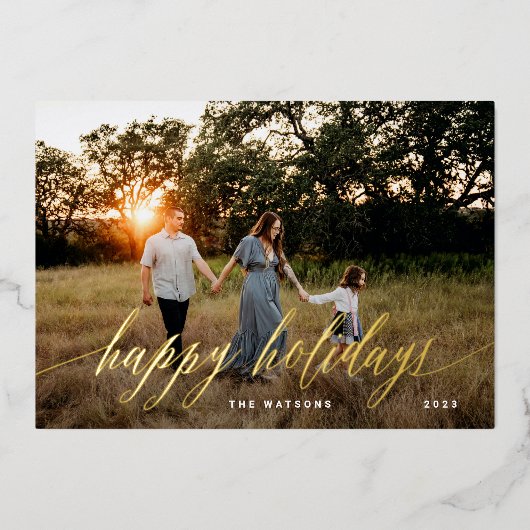 Gold Elegant Calligraphy Prettige feestdagen Folie (Voorkant)