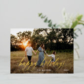 Gold Elegant Calligraphy Prettige feestdagen Folie (Staand Voorkant)