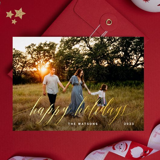 Gold Elegant Calligraphy Prettige feestdagen Folie