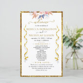 Gold Elegant Calligraphy Wedding Program (Staand voorkant)