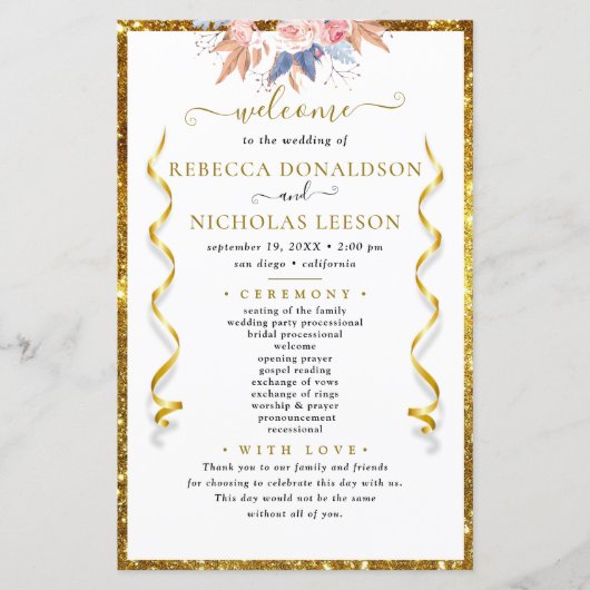 Gold Elegant Calligraphy Wedding Program (Voorkant)