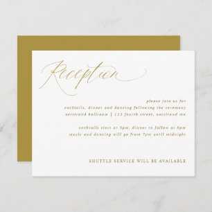 Gold Elegant Calligraphy Wedding Reception Kaart