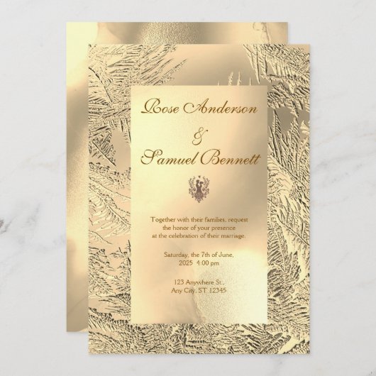Gold Elegant Chic Wedding Invitation Kaart (Voorkant / Achterkant)