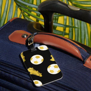 Gold Elegant Classic Soccer Cleats Ball Black Bagagelabel