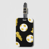 Gold Elegant Classic Soccer Cleats Ball Black Bagagelabel (Voorkant (verticaal))