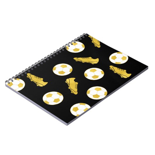 Gold Elegant Classic Soccer Cleats Ball Black Notitieboek (Linkerzijde)