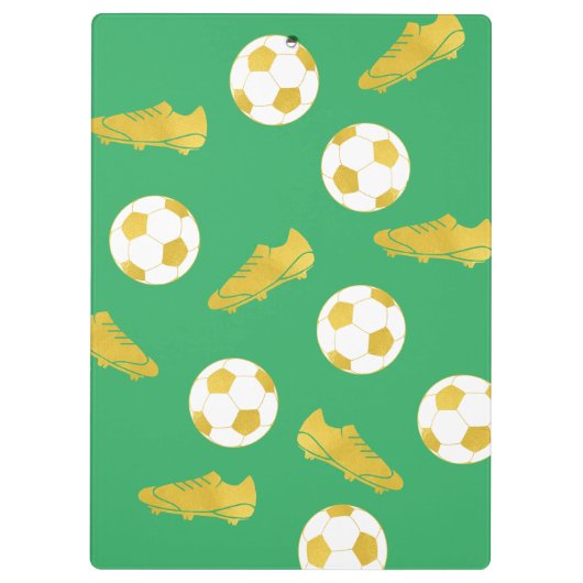 Gold Elegant Classic Soccer Cleats Ball Green Klembord (Achterkant)