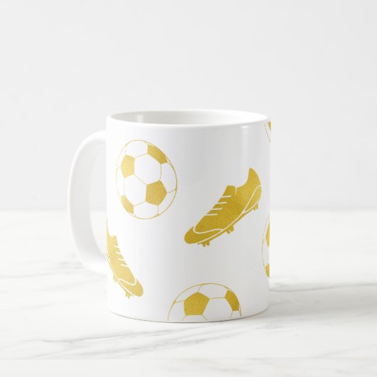 Gold Elegant Classic Soccer Cleats Ball Koffiemok (Voorkant links)