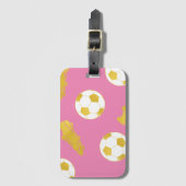 Gold Elegant Classic Soccer Cleats Ball Pink Girl Bagagelabel (Voorkant (verticaal))