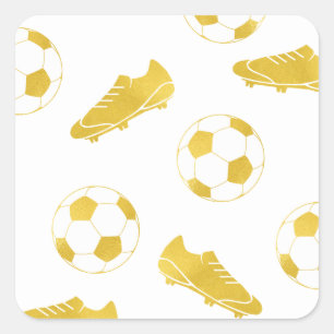 Gold Elegant Classic Soccer Cleats Ball Vierkante Sticker