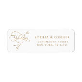 Gold Elegant Classy Wedding Retour Adres Etiket (Voorkant)