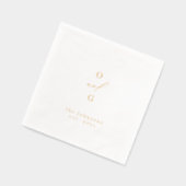 Gold elegant couple monogram minimalist wedding folie servetten (Links)