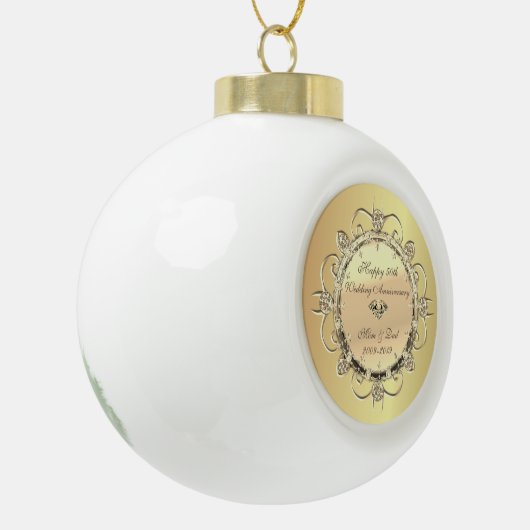 Gold Elegant Diamonds 50th Wedding Jubileum Keramische Bal Ornament (Links)