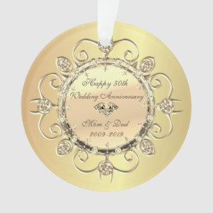 Gold Elegant Diamonds 50th Wedding Jubileum Ornament