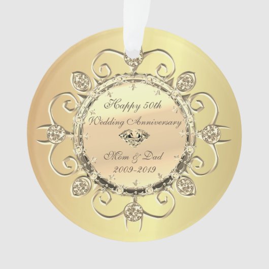 Gold Elegant Diamonds 50th Wedding Jubileum Ornament (voorkant)