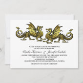 Gold Elegant Dragon Wedding Invite Kaart (Voorkant)