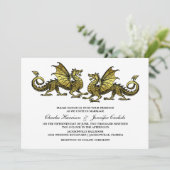 Gold Elegant Dragon Wedding Invite Kaart (Staand voorkant)