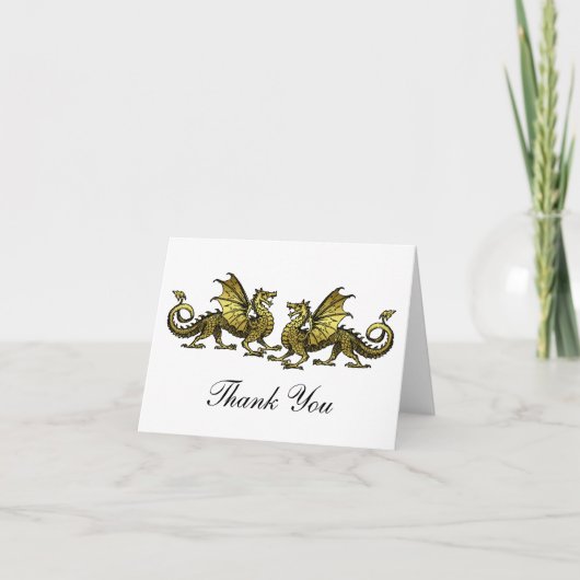Gold Elegant Dragons Hartelijk dank Bedankkaart (Voorkant)