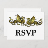 Gold Elegant Dragons Response Briefkaart (Voorkant / Achterkant)