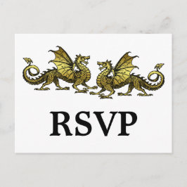 Gold Elegant Dragons Response Briefkaart
