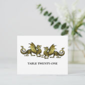 Gold Elegant Dragons Table Number Briefkaart (Staand voorkant)