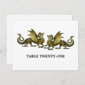 Gold Elegant Dragons Table Number Briefkaart (Voorkant / Achterkant)