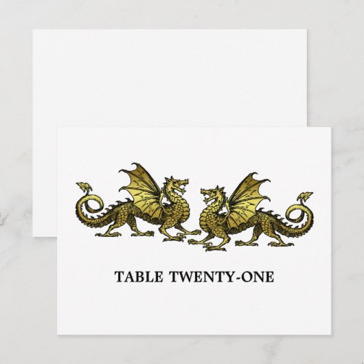 Gold Elegant Dragons Table Number Briefkaart (Voorkant / Achterkant)