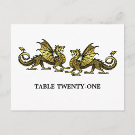 Gold Elegant Dragons Table Number Briefkaart