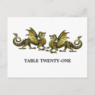 Gold Elegant Dragons Table Number Briefkaart
