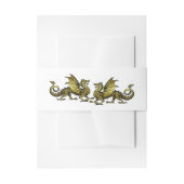 Gold Elegant Dragons Weddenschap Belly Bands Uitnodigingen Wikkel (Voorkant Voorbeeld)