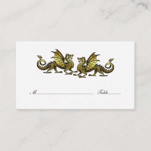 Gold Elegant Dragons Weddenschap Place Card Plaatskaartje (Voorkant)