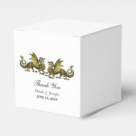 Gold Elegant Dragons Wedding Favor Boxes Bedankdoosjes (Voorkant Zijde)