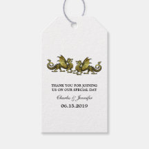Gold Elegant Dragons Wedding Gift Labels