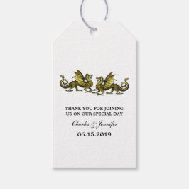 Gold Elegant Dragons Wedding Gift Labels Cadeaulabel