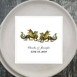 Gold Elegant Dragons Wedding Paper Napkins Servetten