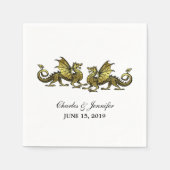 Gold Elegant Dragons Wedding Paper Napkins Servetten (Voorkant)