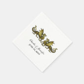 Gold Elegant Dragons Wedding Paper Napkins Servetten (Hoek)