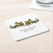 Gold Elegant Dragons Wedding Paper Onderzetters (Schuin)