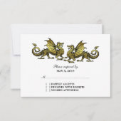 Gold Elegant Dragons Wedding Response Kaart (Voorkant)