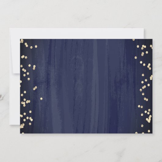 Gold Elegant Dress Diamonds Navy Blue Sweet 16 Kaart (Achterkant)