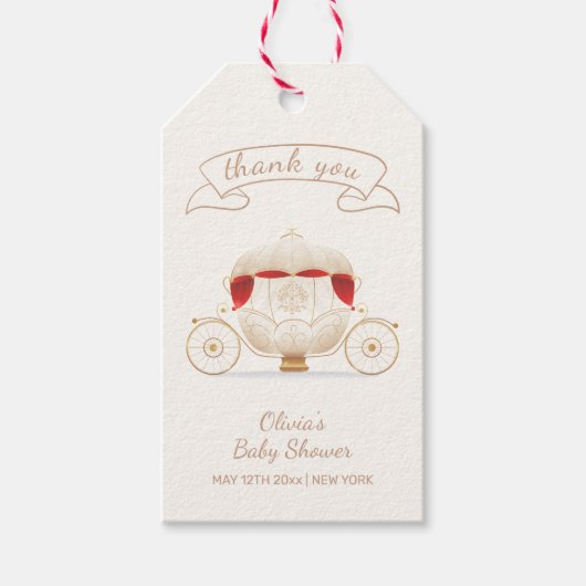 Gold Elegant Fairy Carriage Baby Shower Thank You Cadeaulabel (Voorkant)