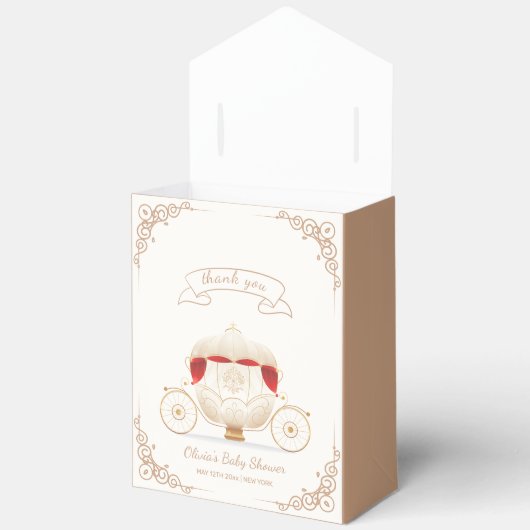 Gold Elegant Fairytale Carriage Baby Shower Bedankdoosjes (Open)