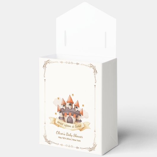 Gold Elegant Fairytale Prince Castle Baby Shower Bedankdoosjes (Open)