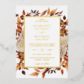 Gold Elegant Fall Wedding Folie Uitnodiging (Voorkant)