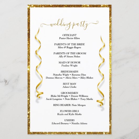 Gold Elegant Floral Calligraphy Wedding Programme (Achterkant)